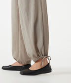 Pantalon barrel de bureau taille haute en mélange de lin avec short intégré et poches