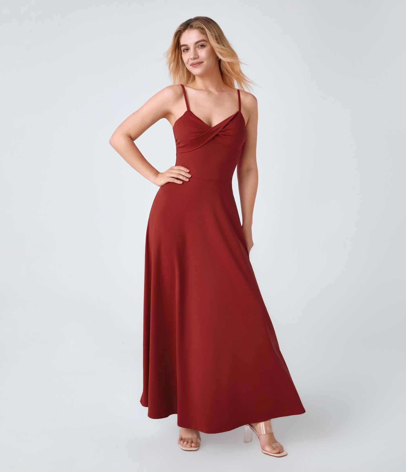 Robe de Vacances Fluide Bretelles Réglables Dos en U Torsadé Évas