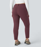 Pantalon cargo randonnée grande taille ajusté uni taille haute DayStretch avec poches zippées