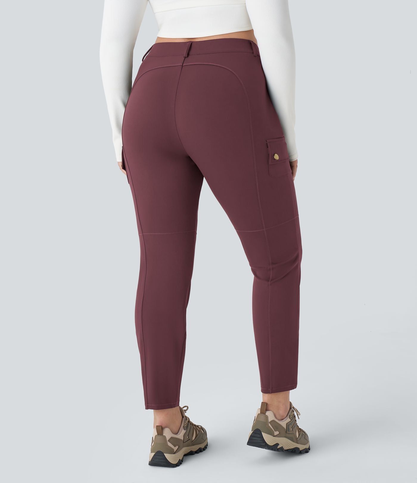 Pantalon cargo randonnée grande taille ajusté uni taille haute DayStretch avec poches zippées