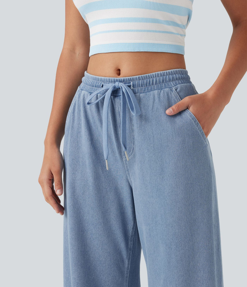 Jogging taille basse Halara Flex™ jambes larges, effet sparkle, avec poches