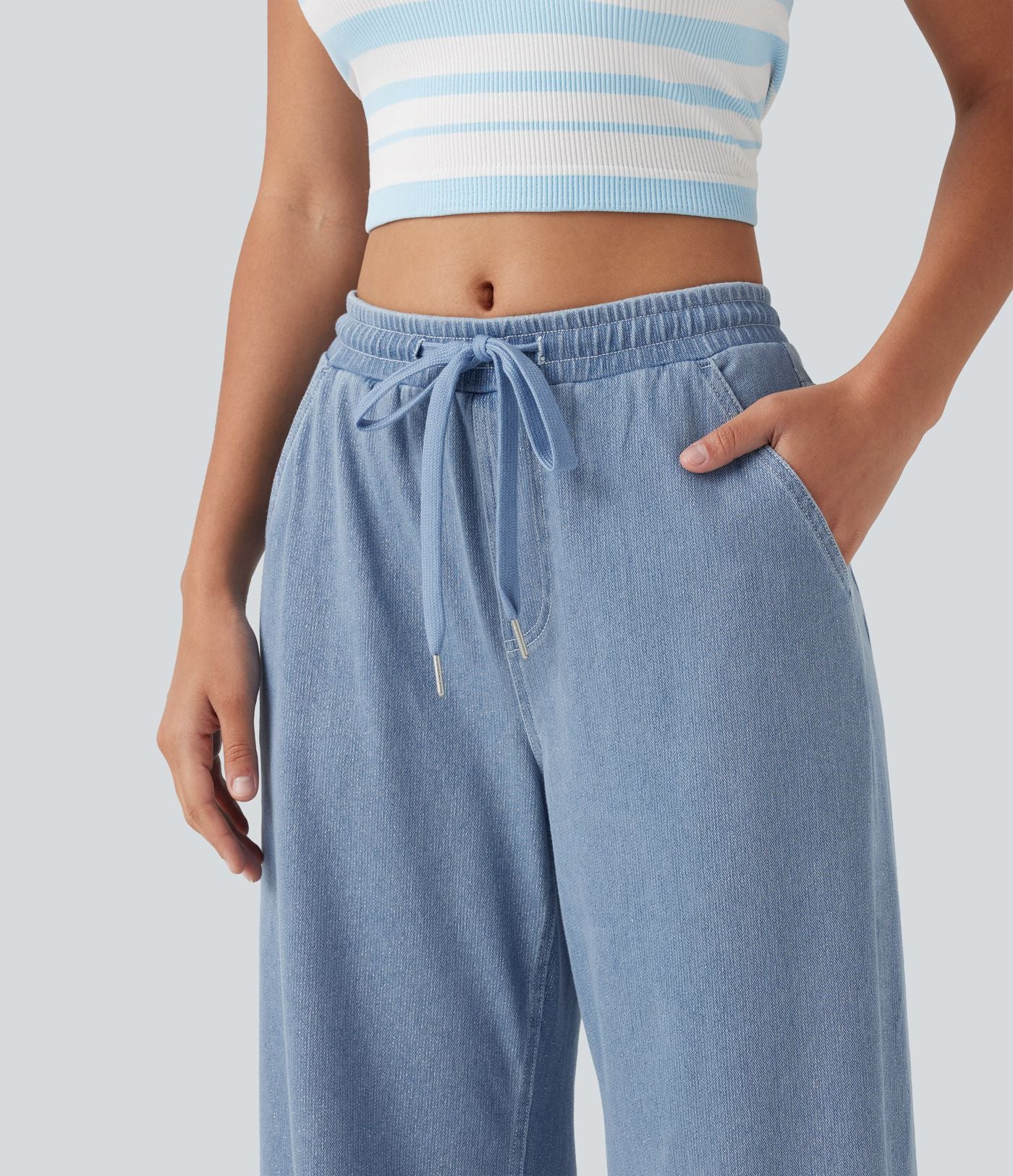 Jogging taille basse Halara Flex™ jambes larges, effet sparkle, avec poches