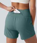 Short de yoga SoftlyZero™ Airy croisé taille haute 2-en-1 effet frais InstantCool 12,5 cm avec poches