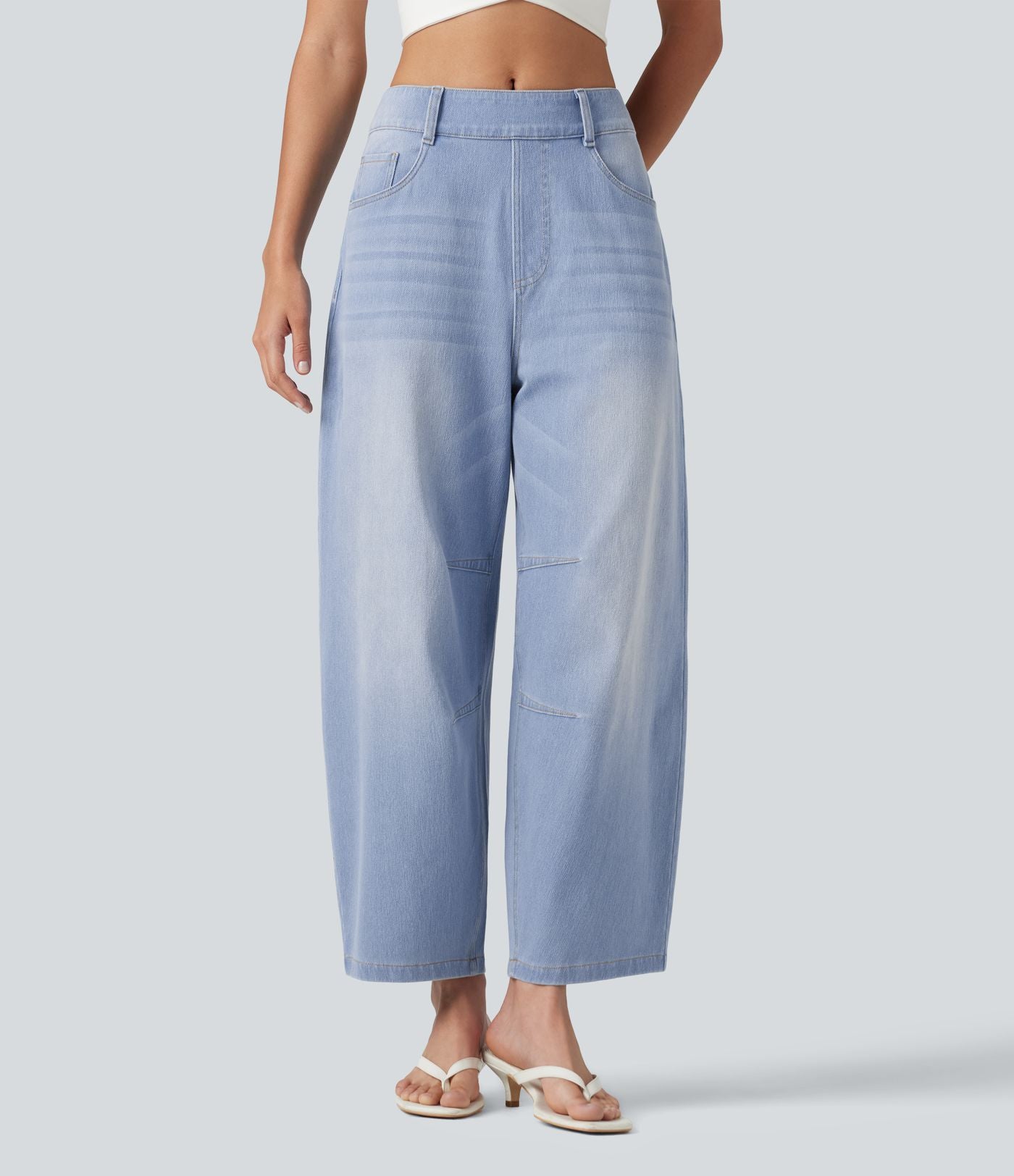 Jean Barrel 7/8 décontracté taille mi-haute avec poches Halara Flex™