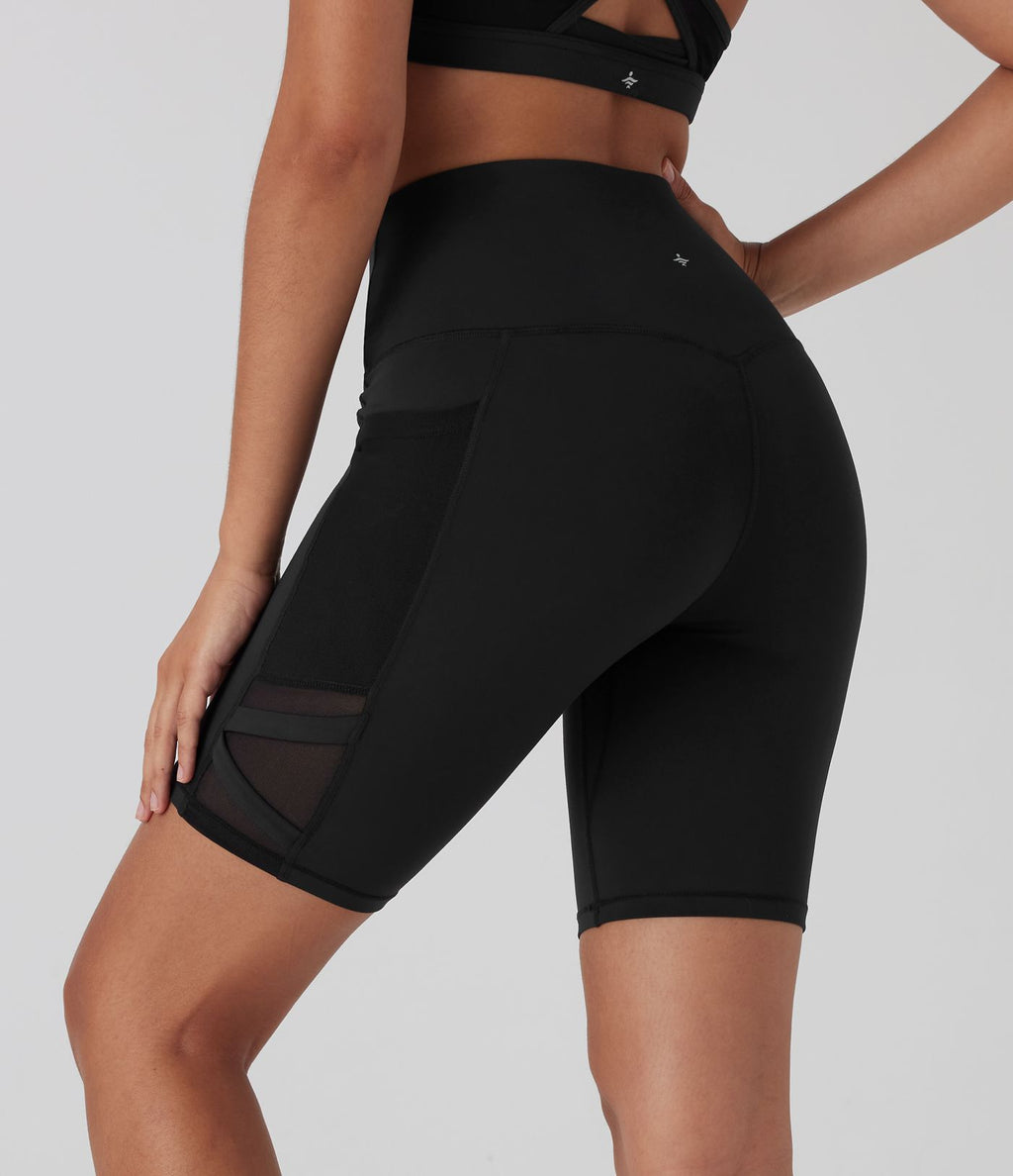 Short cycliste de yoga SpeedWave™ taille haute avec filet contrasté, séchage rapide, poches latérales - 17,5 cm