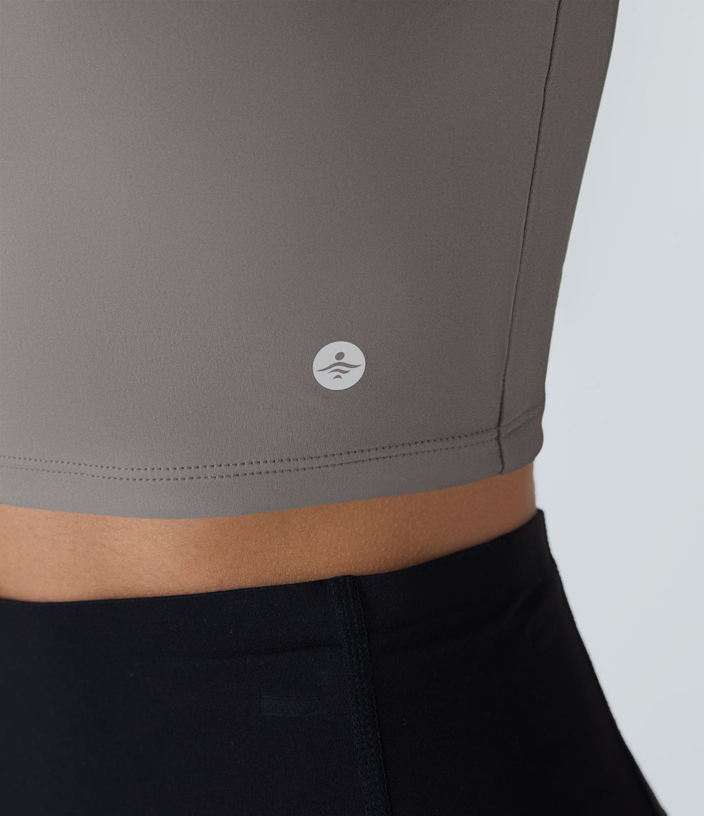 Débardeur yoga court SoftlyZero™ Airy col carré dos nu bretelles croisées effet frais InstantCool, bonnets A-C, protection solaire UPF50+