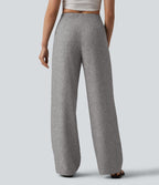 Pantalon décontracté ample rayé taille mi-haute avec cordon de serrage et poches