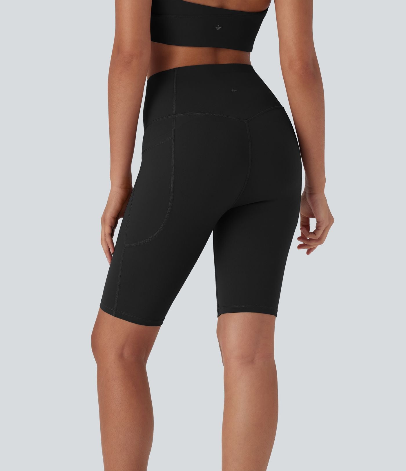 Short cycliste 12,5 cm d'entraînement gainant galbant taille haute avec empiècements résille contrastés et poches Halara UltraSculpt™