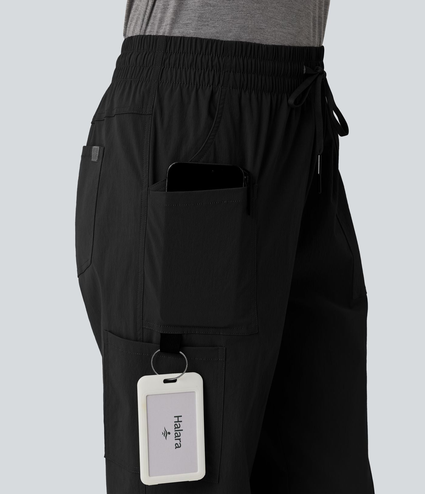 Jogging cargo décontracté taille mi-haute avec cordon de serrage et poches