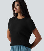 Pull casual col rond manches chauve-souris croisé dos nu