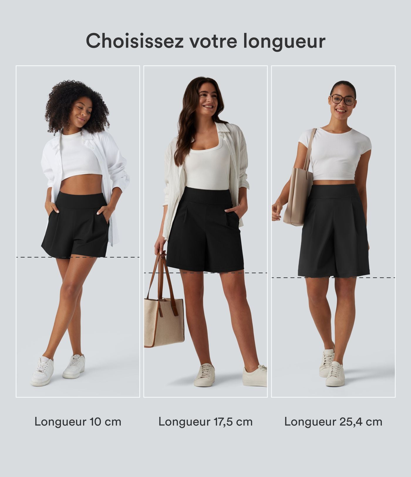 Short de travail large taille haute DayStretch avec poches