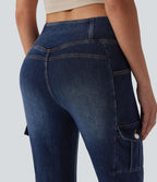 Legging denim bootcut croisé Halara Flex™ taille mi-haute avec poches