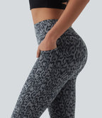 Legging corsaire d'entraînement taille haute gainant effet push-up imprimé léopard Halara UltraSculpt™ avec poches