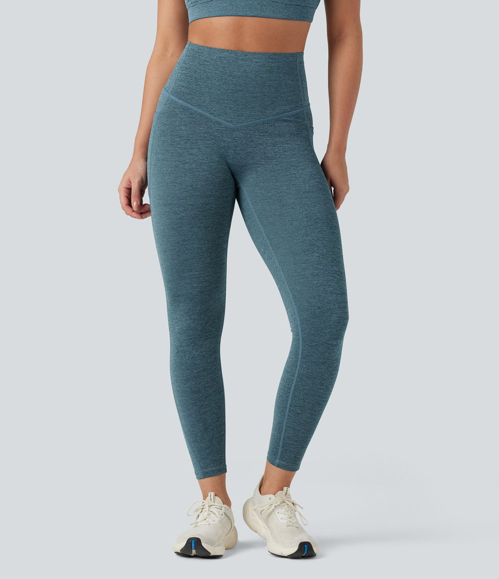Legging de yoga gainant taille haute chiné à séchage rapide avec poches Halara UltraSculpt™