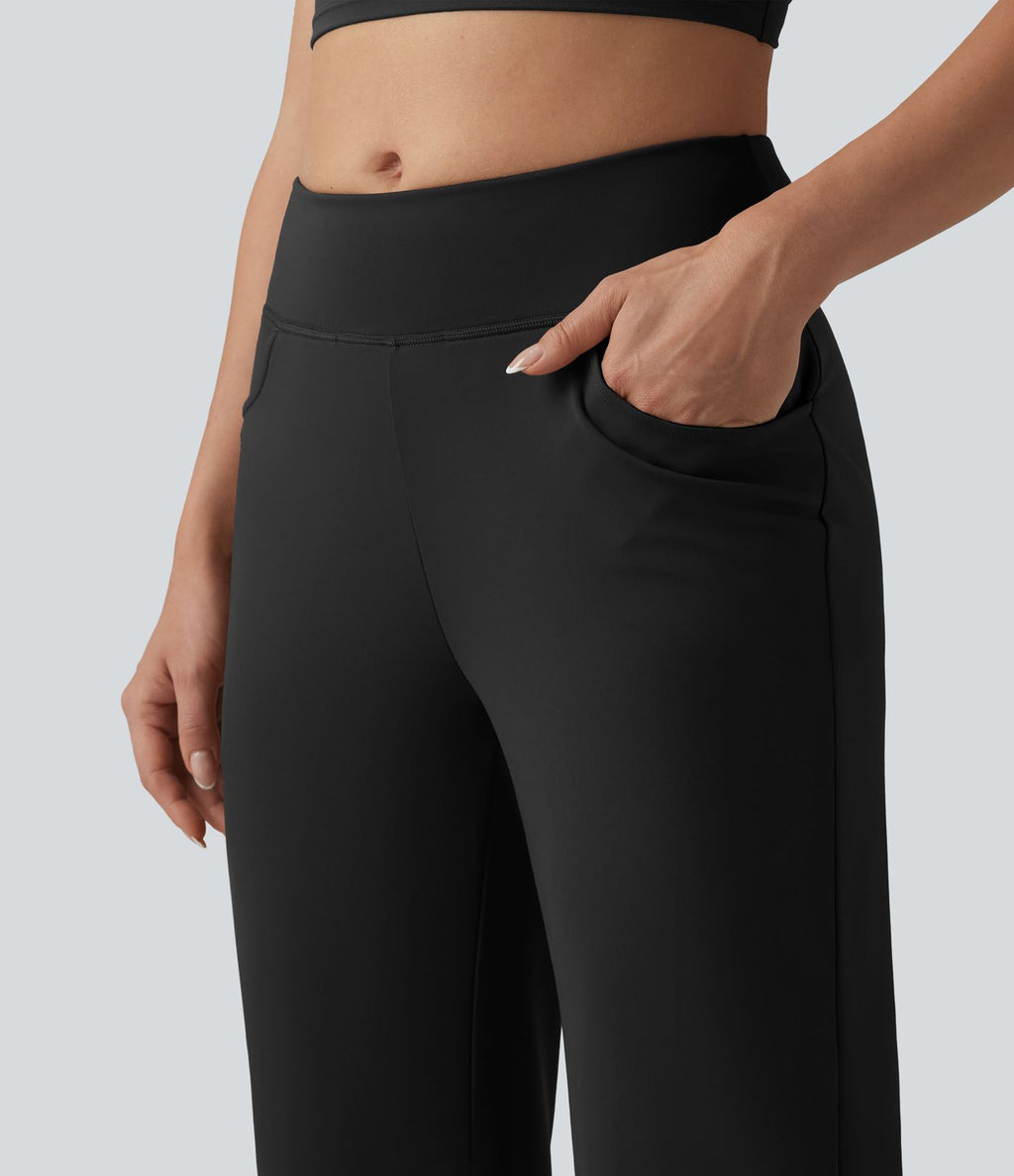 Pantalon de yoga bootcut mi-taille avec poches