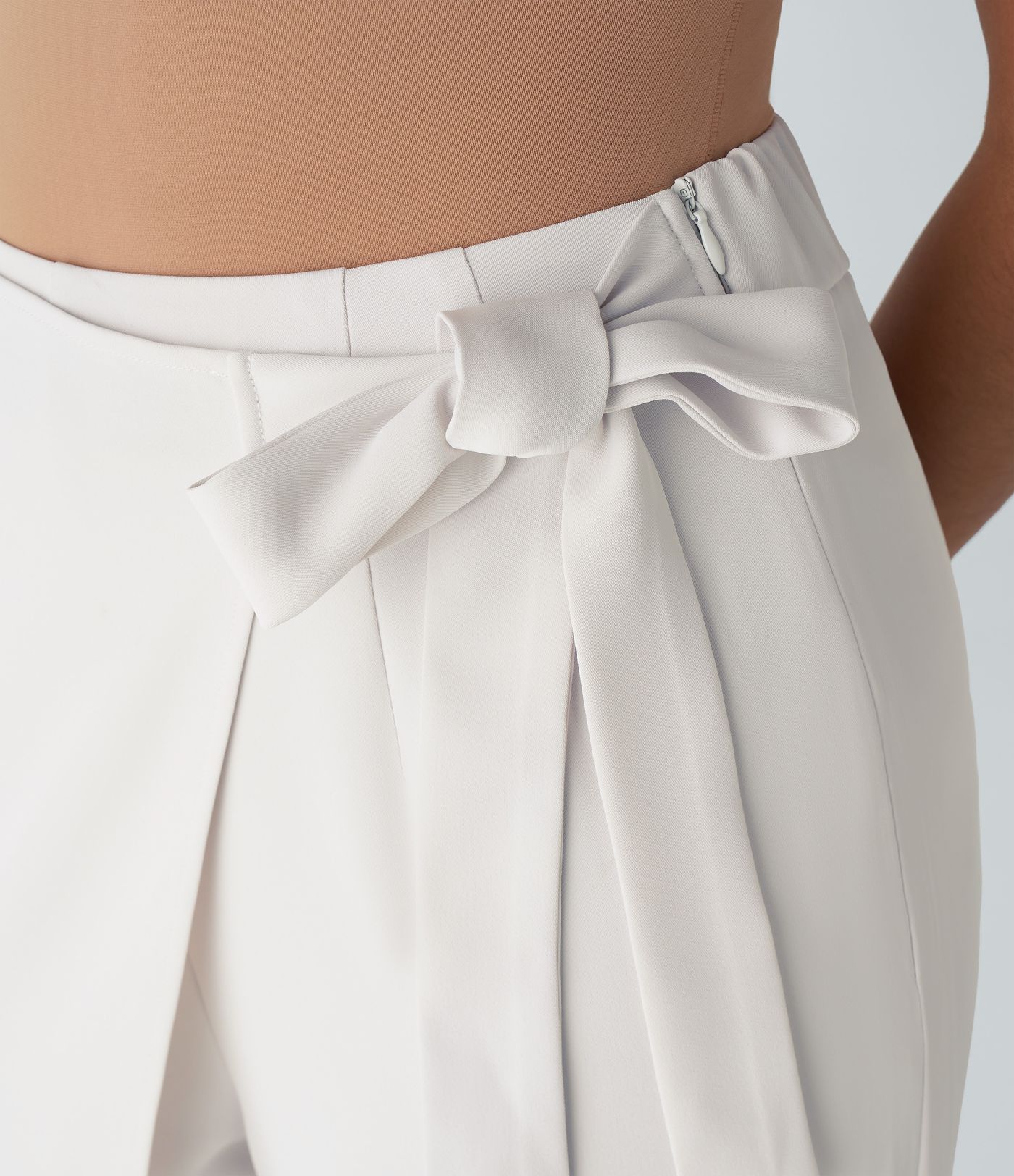 Pantalon Tailleur Large Fluide Taille Haute Fermeture Éclair Invisible