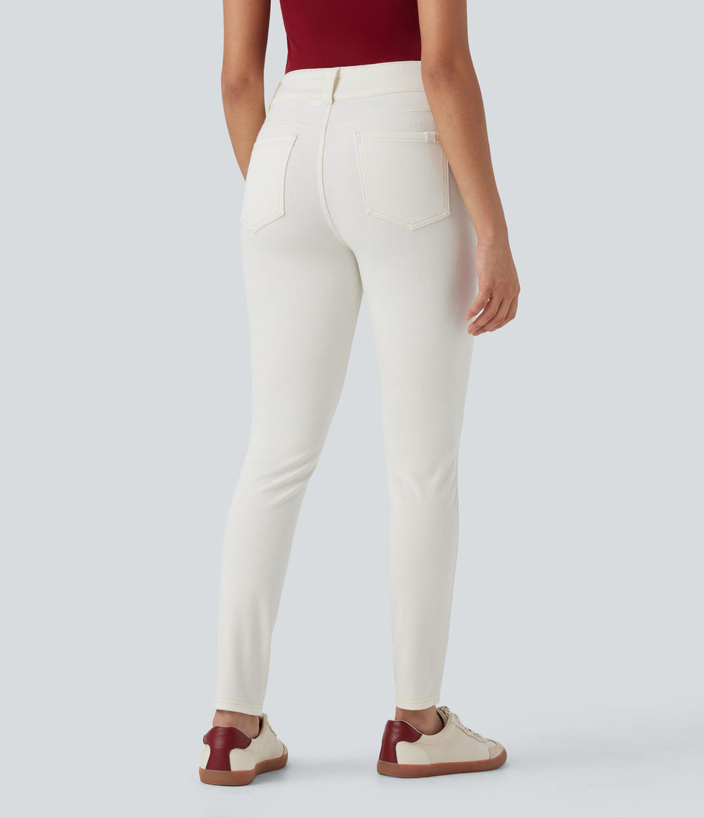 Halara Flex™ Jean skinny Casual Taille Haute Fermeture Éclair Boutonnés Plusieurs Poches Tricot Extensible
