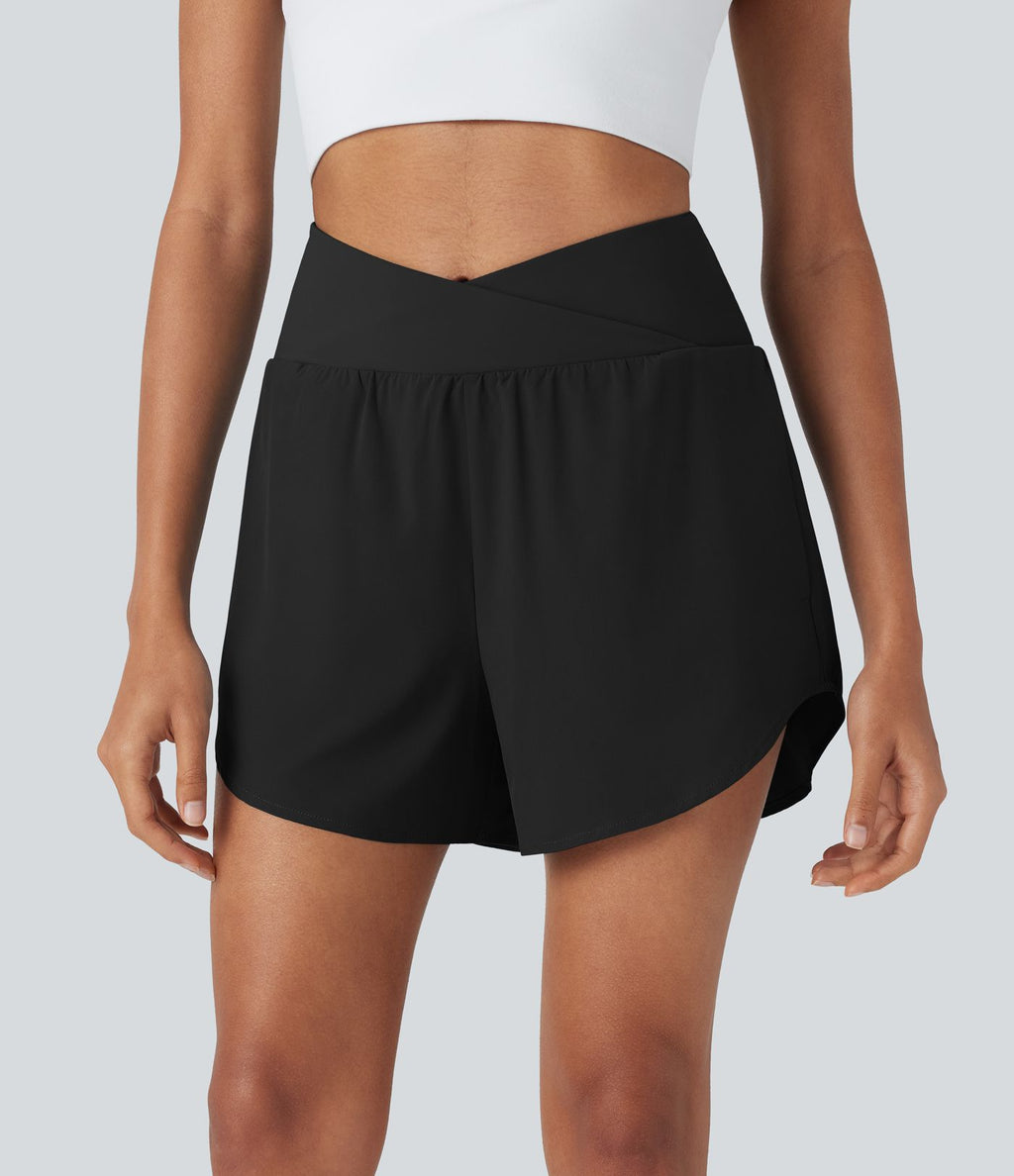 Short yoga 2-en-1 Breezeful™ taille haute croisé séchage rapide avec poches multiples