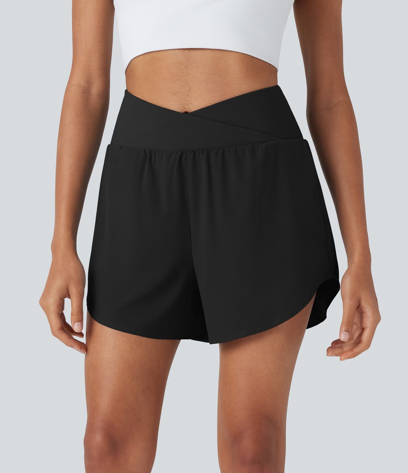 Short yoga 2-en-1 Breezeful™ taille haute croisé séchage rapide avec poches multiples
