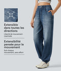 Jogging taille haute en molleton French Terry imprimé jean avec poches