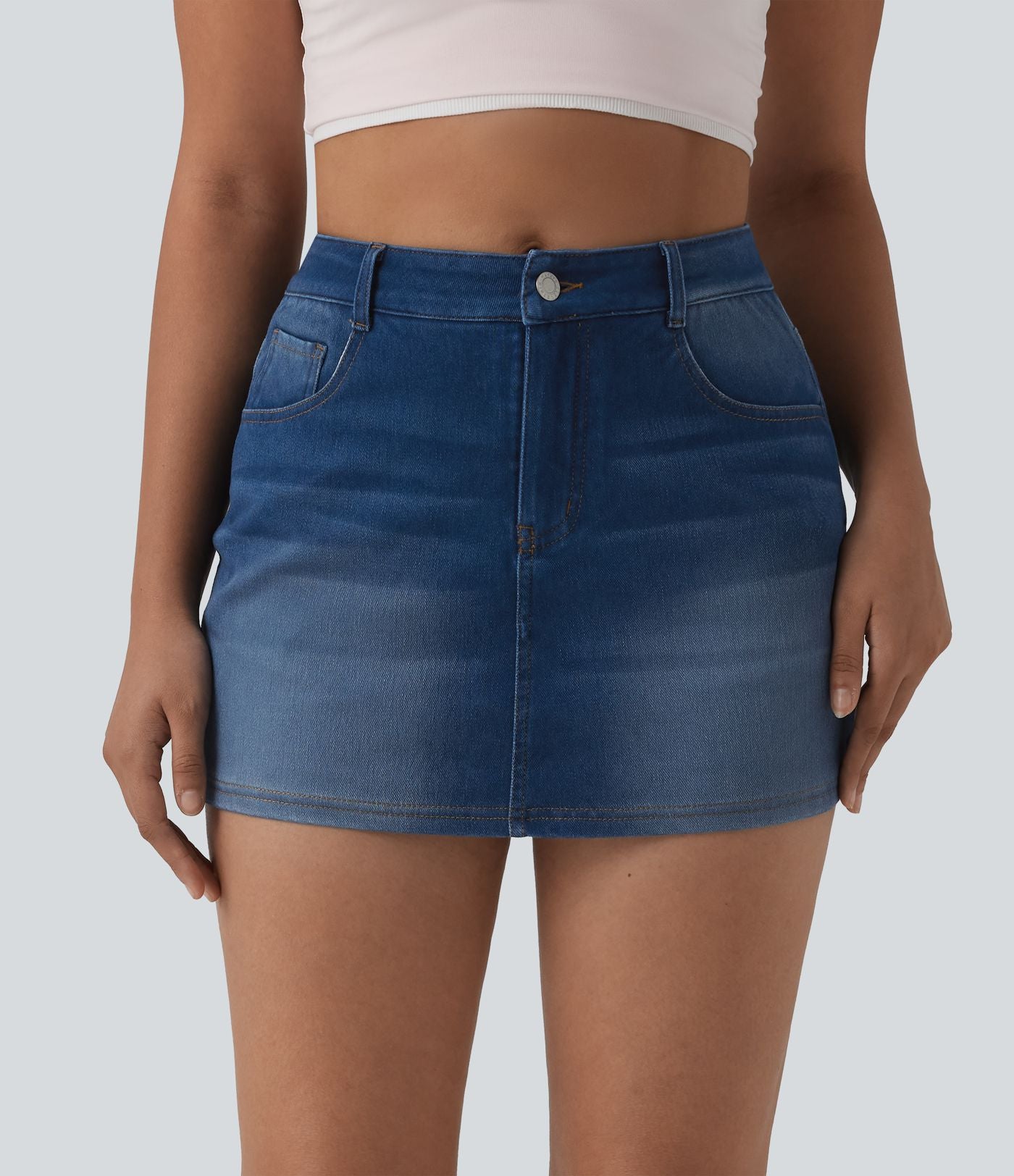 Skort Halara Flex™ jean décontracté taille haute micro avec poches