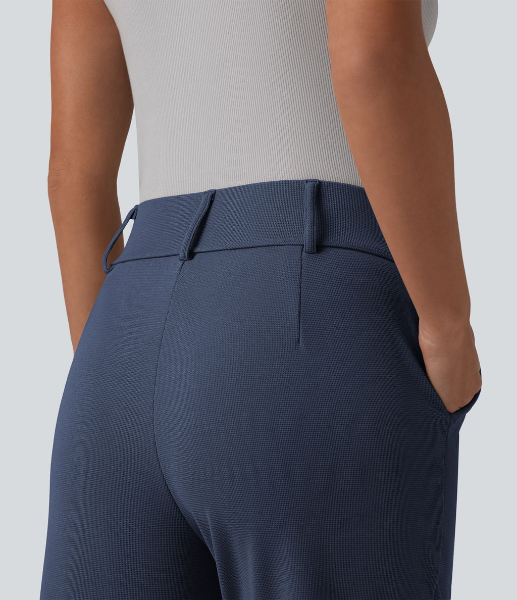 Halara Flex™ Pantalon tailleur fuselé taille haute en tissu gaufré avec poches