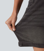 Halara Flex™ Short en denim taille mi-haute ourlet retroussé 12,5 cm avec poches