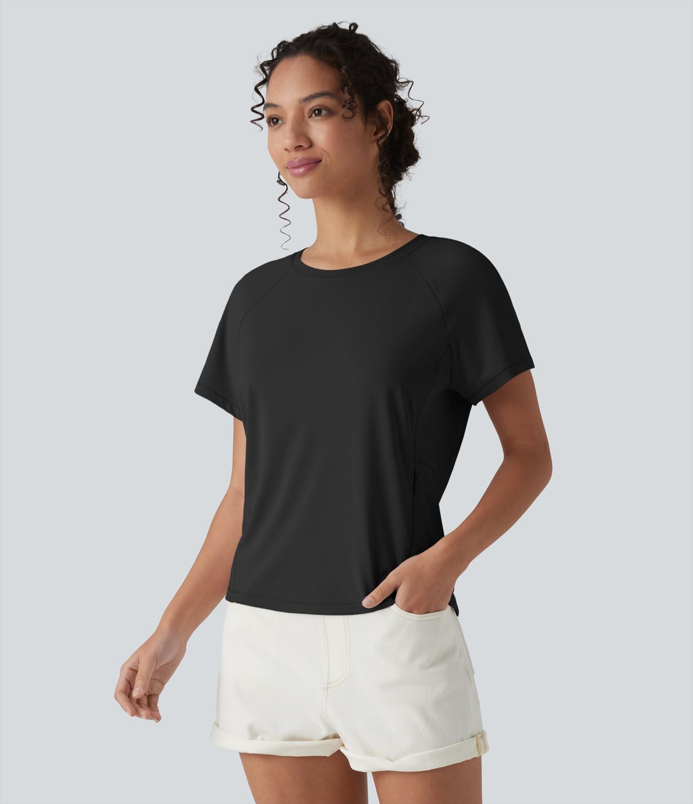 T-shirt casual col rond manches courtes avec poche