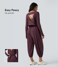 Combinaison de yoga SoftlyZero™ aérée dos découpé manches longues à trous pouces avec poches - Easy Peasy