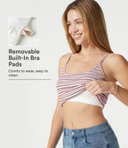 Débardeur casual en maille côtelée à rayures col U avec bretelles ajustables et brassière intégrée
