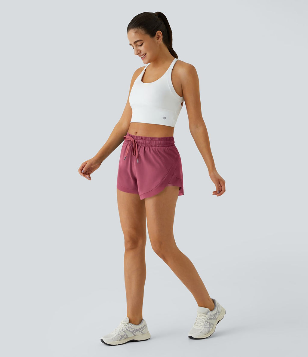 Shorts Running 7,5cm 2 en1 Taille Mi-Haute Cordon de Serrage Empiècement Mesh Contrastant