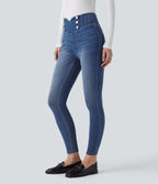 Legging 7/8 skinny en denim Halara Flex™ taille haute gainant avec poches