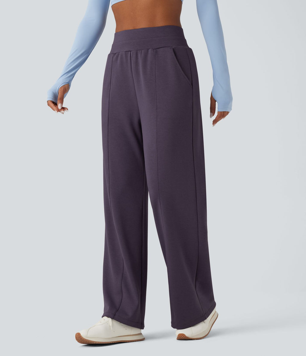 Pantalon de yoga ample taille haute avec poches