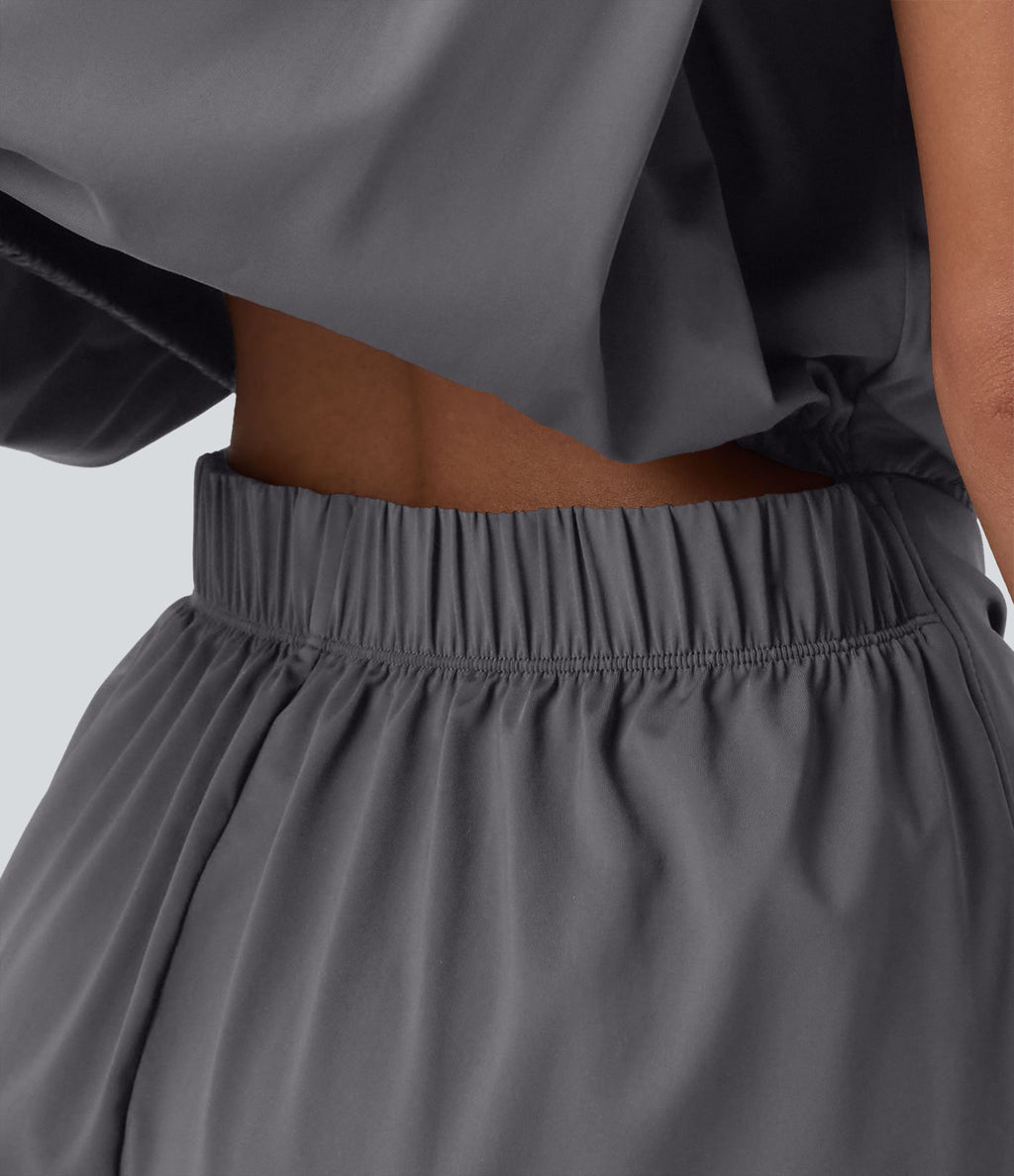 Combishort décontracté col rond sans manches effet frais InstantCool avec nœud frontal et poches, accès facile Easy Peasy, protection solaire UPF50+