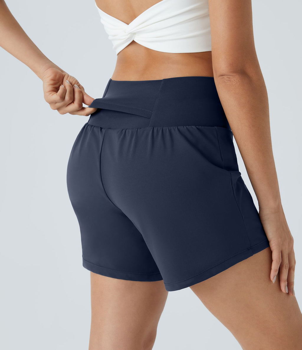 Short yoga 2-en-1 SoftlyZero™ Airy effet frais InstantCool taille très haute 12,5 cm avec poches, longueur allongée