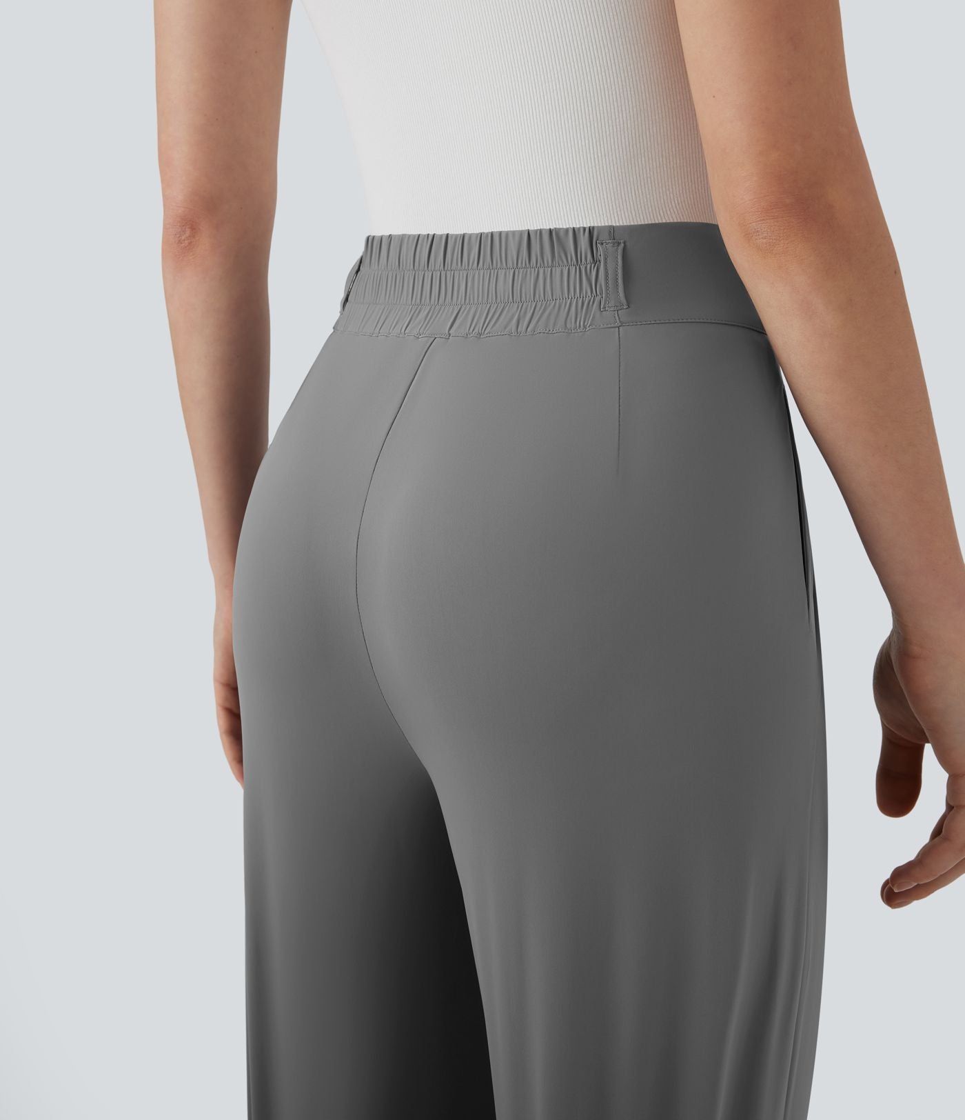 Pantalon de travail à taille haute avec boutons, fermeture éclair, poches latérales, fronces, jambe droite et effet frais InstantCool