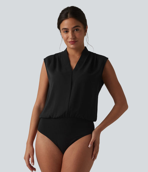 Body tailleur sans manches col V
