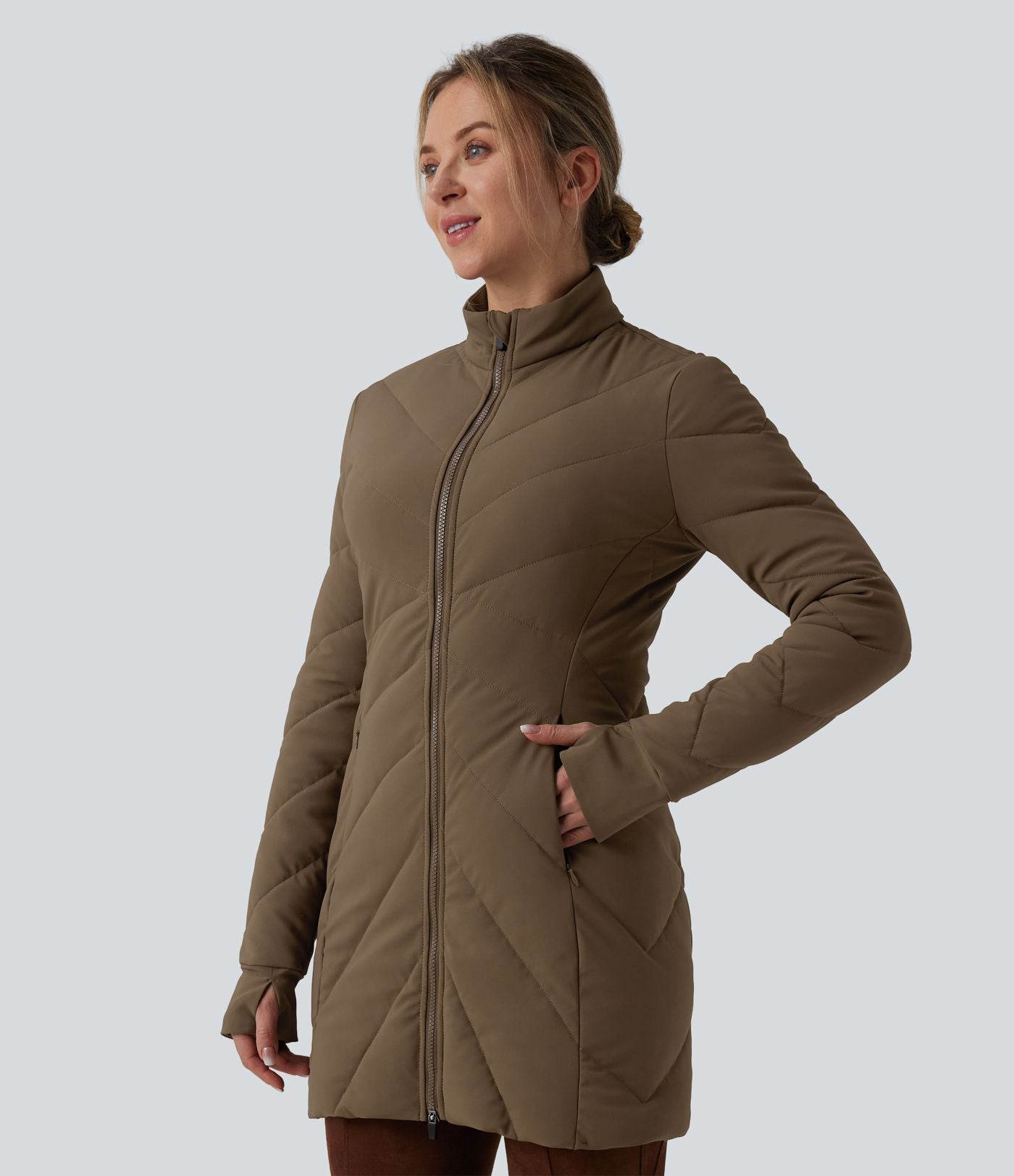 Doudoune PuffFlex col montant double zip avec passants pouces avec poches