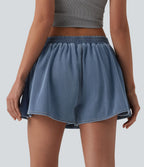 Halara Flex™ Jupe-short casual en jean trapèze taille mi-haute