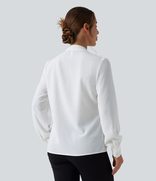 Chemise de travail décontractée col V manches longues avec boutonnage