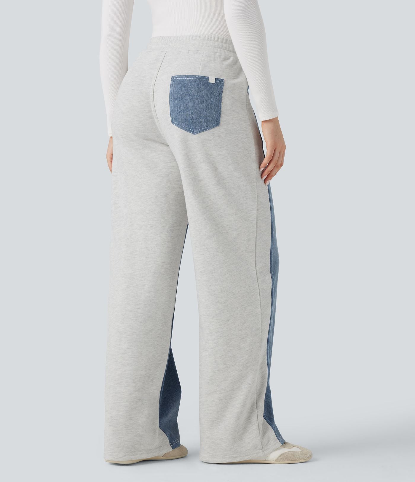 Halara Flex™ Jean larges color block jambes cordon de serrage taille haute avec poches