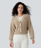 Cardigan gaufré col V manches longues