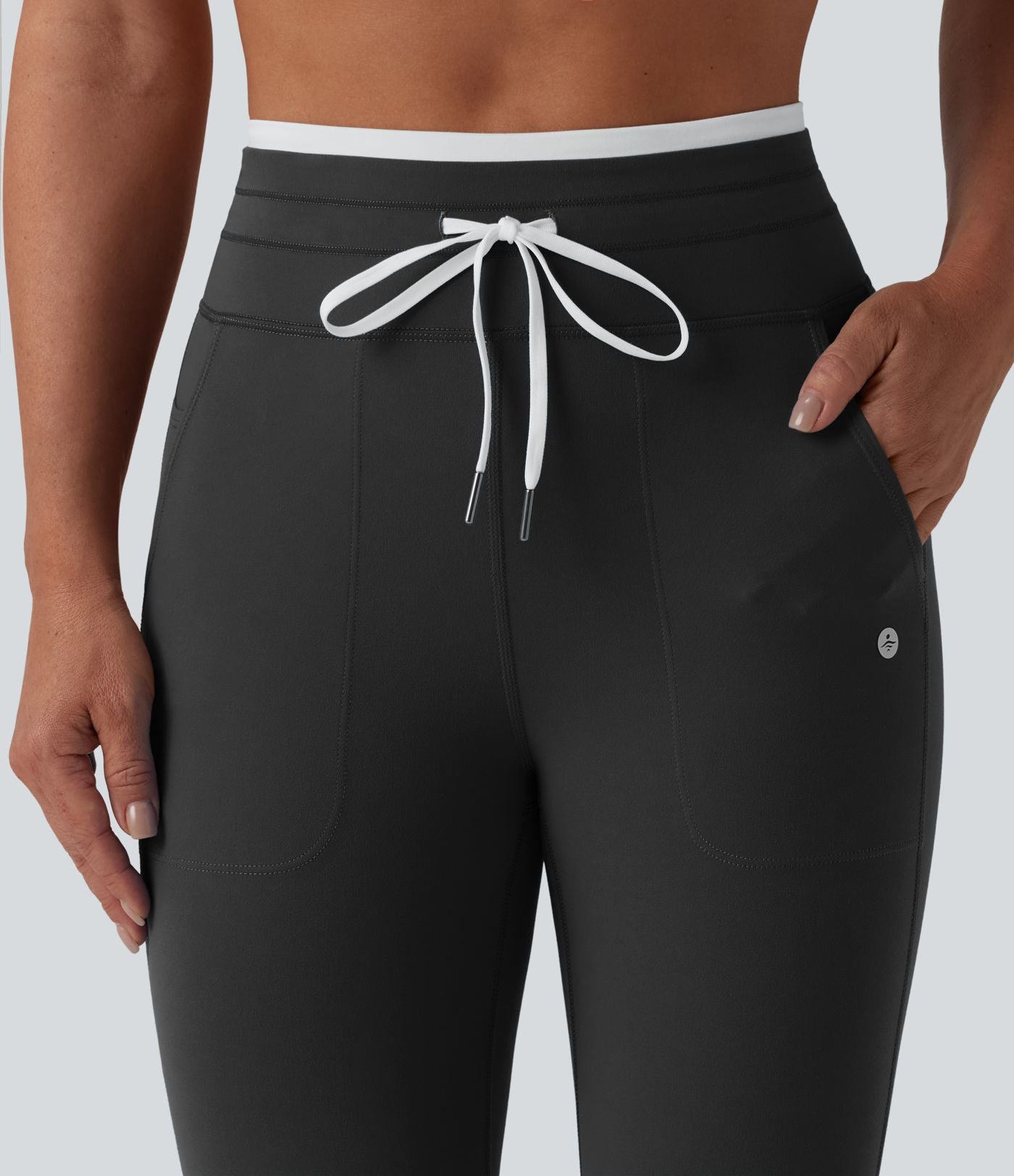 Legging de yoga corsaire Halara UltraSculpt™ color block taille haute gainant avec cordon de serrage avec poches