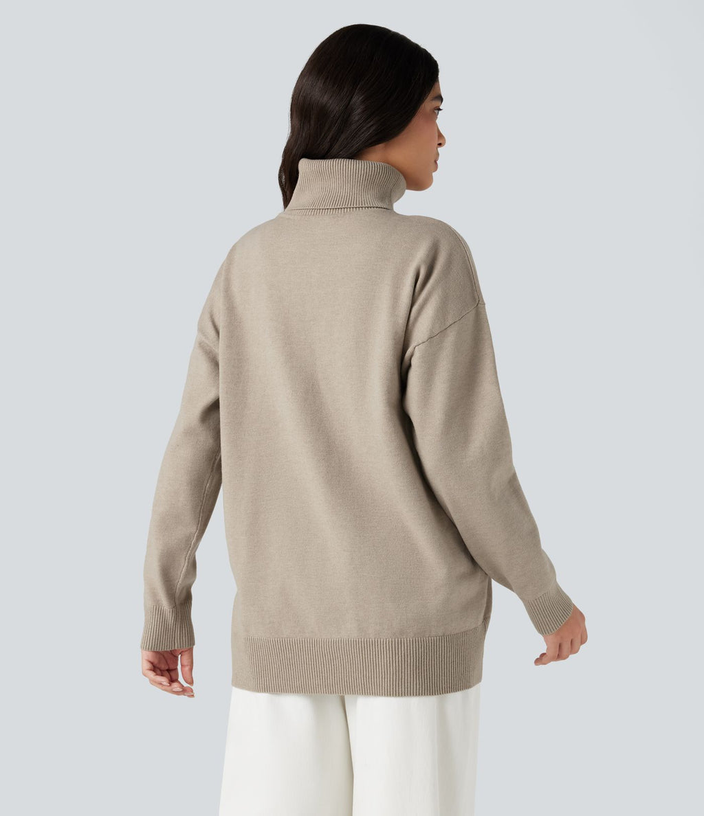 Pull tailleur col montant manches longues - Réversible devant et dos