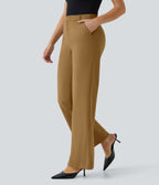 Pantalon de travail Halara Flex™ droit, taille mi-haute, avec poches