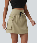 Jupe mini de randonnée 2 en 1 taille haute avec cordon de serrage et poches