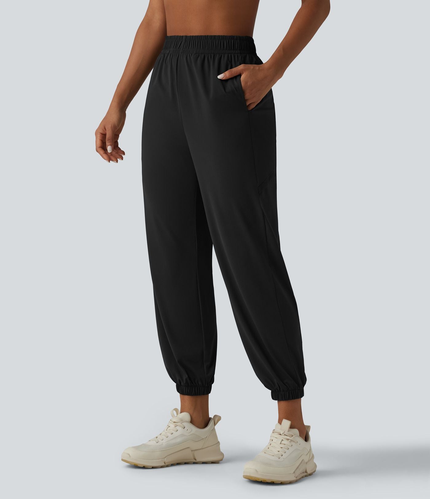 Jogging de sport taille haute en maille contrastée respirante avec poches - Protection solaire UPF50+