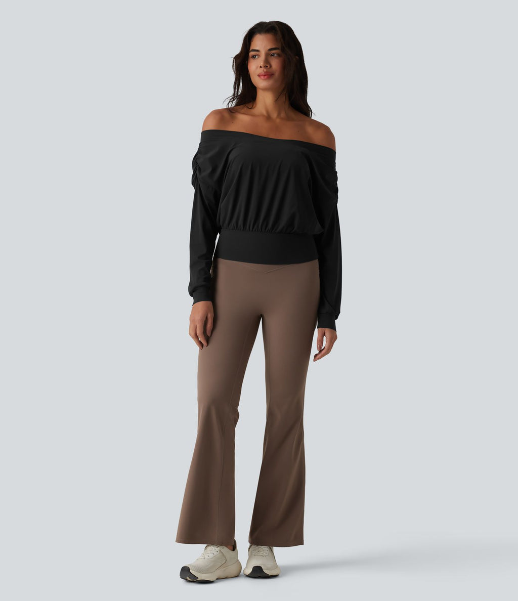 Haut de sport yoga épaules dénudées manches longues oversize effet frais InstantCool séchage rapide
