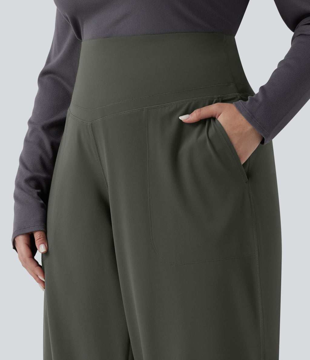 Pantalon de yoga grande taille jambes droites taille haute gainant Halara UltraSculpt™ avec poches