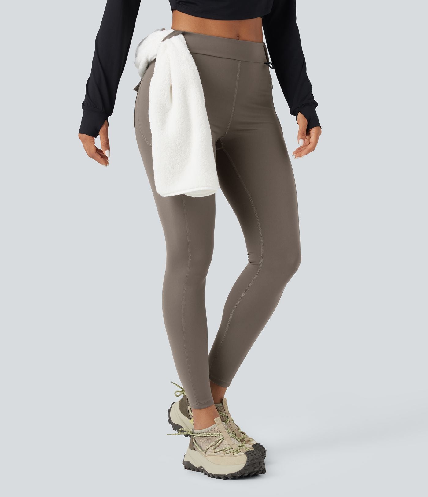 Legging cargo de randonnée résistant à l'usure taille mi-haute avec poches